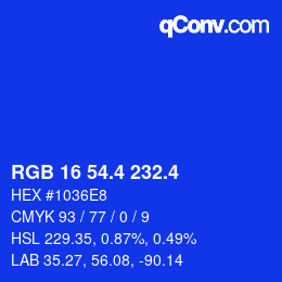 カラーコード: RGB 16 54.4 232.4 | qconv.com
