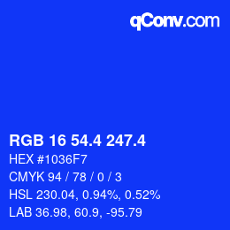 カラーコード: RGB 16 54.4 247.4 | qconv.com