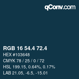 カラーコード: RGB 16 54.4 72.4 | qconv.com