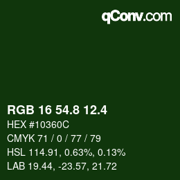 カラーコード: RGB 16 54.8 12.4 | qconv.com
