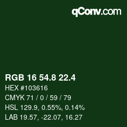 カラーコード: RGB 16 54.8 22.4 | qconv.com