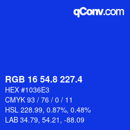 カラーコード: RGB 16 54.8 227.4 | qconv.com