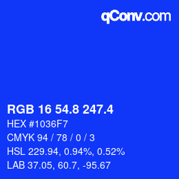 カラーコード: RGB 16 54.8 247.4 | qconv.com