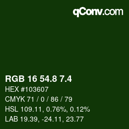 カラーコード: RGB 16 54.8 7.4 | qconv.com