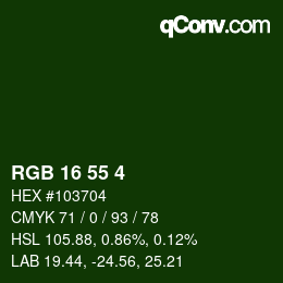 Color code: RGB 16 55 4 | qconv.com