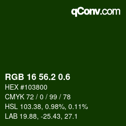 カラーコード: RGB 16 56.2 0.6 | qconv.com
