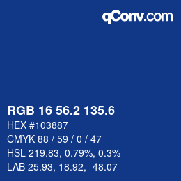カラーコード: RGB 16 56.2 135.6 | qconv.com