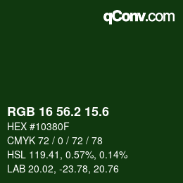 カラーコード: RGB 16 56.2 15.6 | qconv.com
