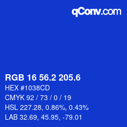 カラーコード: RGB 16 56.2 205.6 | qconv.com