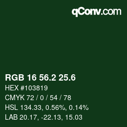 カラーコード: RGB 16 56.2 25.6 | qconv.com
