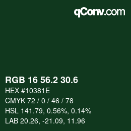 カラーコード: RGB 16 56.2 30.6 | qconv.com