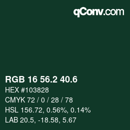 カラーコード: RGB 16 56.2 40.6 | qconv.com