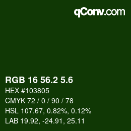 カラーコード: RGB 16 56.2 5.6 | qconv.com