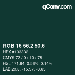カラーコード: RGB 16 56.2 50.6 | qconv.com