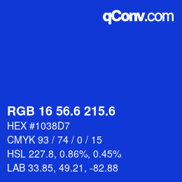カラーコード: RGB 16 56.6 215.6 | qconv.com