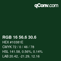 カラーコード: RGB 16 56.6 30.6 | qconv.com