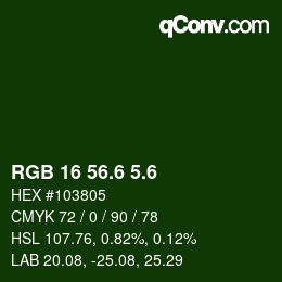 カラーコード: RGB 16 56.6 5.6 | qconv.com