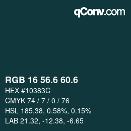 カラーコード: RGB 16 56.6 60.6 | qconv.com