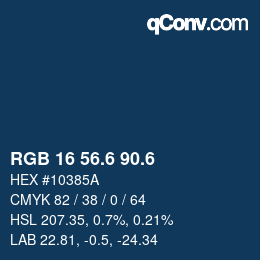 カラーコード: RGB 16 56.6 90.6 | qconv.com