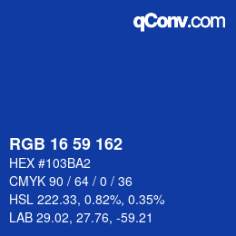 Color code: RGB 16 59 162 | qconv.com