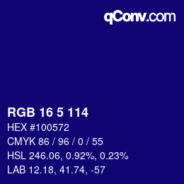 Color code: RGB 16 5 114 | qconv.com