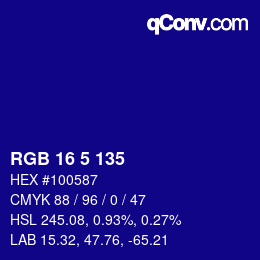 Color code: RGB 16 5 135 | qconv.com