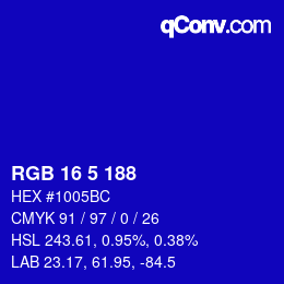 Color code: RGB 16 5 188 | qconv.com