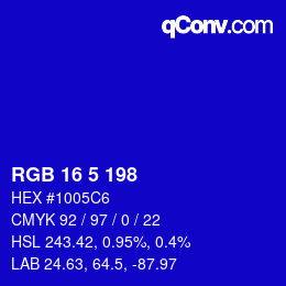 Color code: RGB 16 5 198 | qconv.com