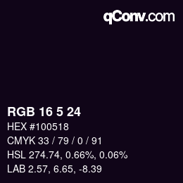 Color code: RGB 16 5 24 | qconv.com