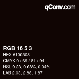 Color code: RGB 16 5 3 | qconv.com