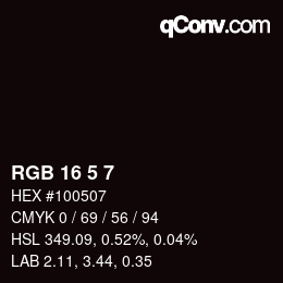 Color code: RGB 16 5 7 | qconv.com