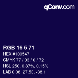 Color code: RGB 16 5 71 | qconv.com