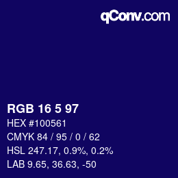 Color code: RGB 16 5 97 | qconv.com