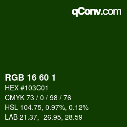 カラーコード: RGB 16 60 1 | qconv.com