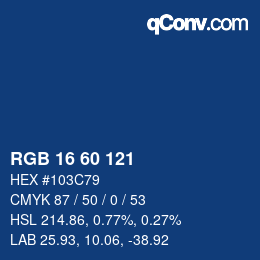 Color code: RGB 16 60 121 | qconv.com