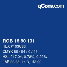 Color code: RGB 16 60 131 | qconv.com