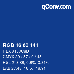 カラーコード: RGB 16 60 141 | qconv.com
