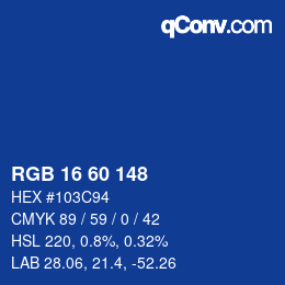 颜色代码: RGB 16 60 148 | qconv.com