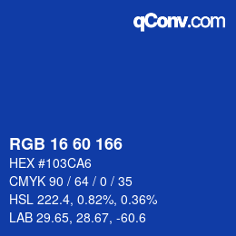 カラーコード: RGB 16 60 166 | qconv.com