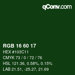 カラーコード: RGB 16 60 17 | qconv.com