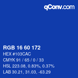 カラーコード: RGB 16 60 172 | qconv.com
