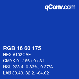 カラーコード: RGB 16 60 175 | qconv.com