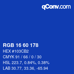 颜色代码: RGB 16 60 178 | qconv.com