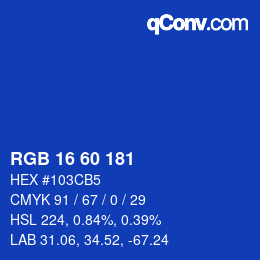 カラーコード: RGB 16 60 181 | qconv.com