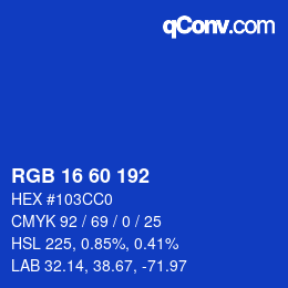 カラーコード: RGB 16 60 192 | qconv.com
