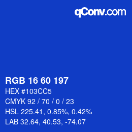 カラーコード: RGB 16 60 197 | qconv.com