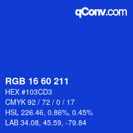 カラーコード: RGB 16 60 211 | qconv.com