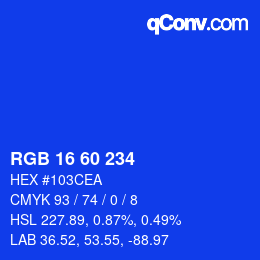 颜色代码: RGB 16 60 234 | qconv.com