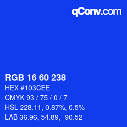 Color code: RGB 16 60 238 | qconv.com