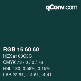 カラーコード: RGB 16 60 60 | qconv.com